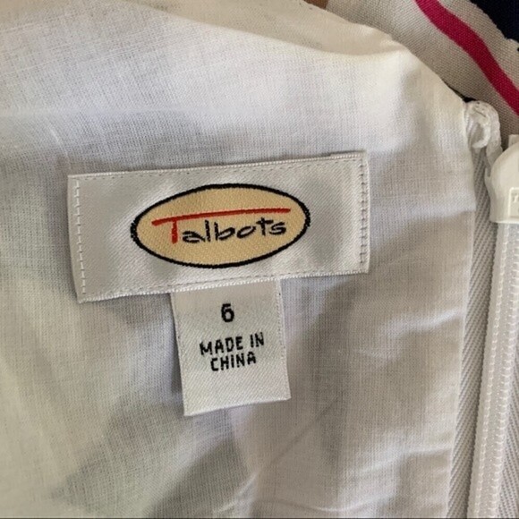 Talbots Large Floral Black & White Cotton Lightweight Midi Dress Sz 6 - Picture 5 of 8